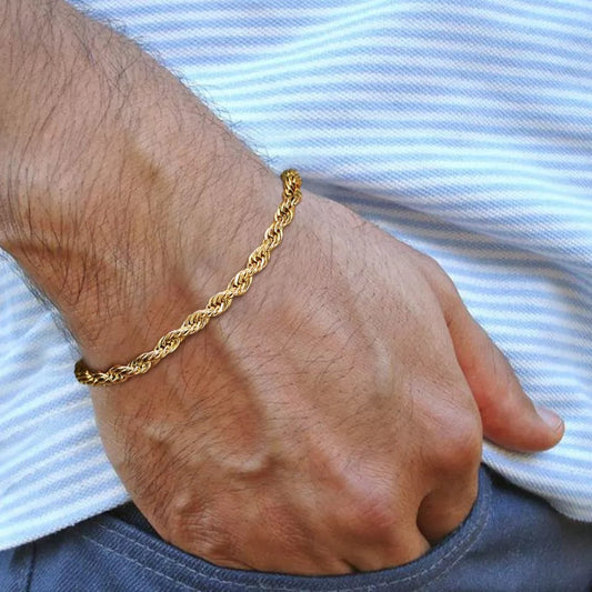 Cadena más brazalete laso 18k